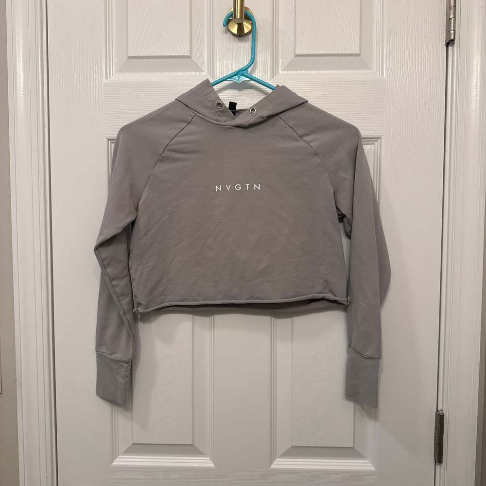 NVGTN Women's Light Grey Raw Cut Cropped Hoodie